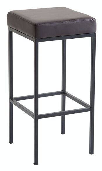 Tabouret de bar Newark 80 simili cuir marron noir 37x37x80 simili cuir marron métal 1