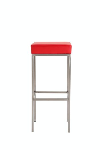 Tabouret de bar Newark 80 simili cuir inox rouge 37x37x80 simili cuir rouge métal 2