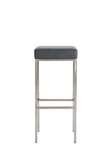 Tabouret de bar Newark 80 simili cuir inox Gris 37x37x80 Simili cuir gris métal 2