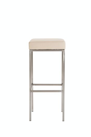 Tabouret de bar Newark 80 simili cuir inox crème 37x37x80 simili cuir crème métal 2