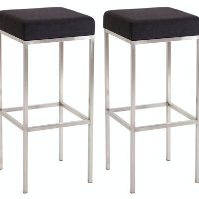 Set of 2 bar stools Newark 85 fabric stainless steel black 37x37x85 black Material metal