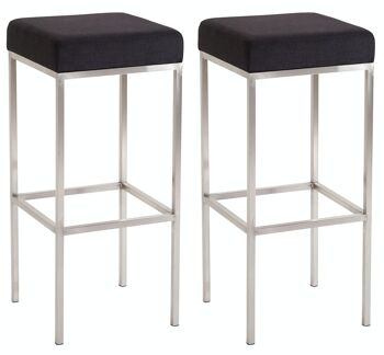 Lot de 2 tabourets de bar Newark 85 tissu inox noir 37x37x85 noir Matière métal 1