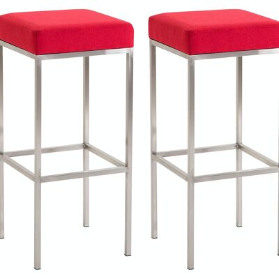 Set of 2 bar stools Newark 85 fabric stainless steel red 37x37x85 red Material metal