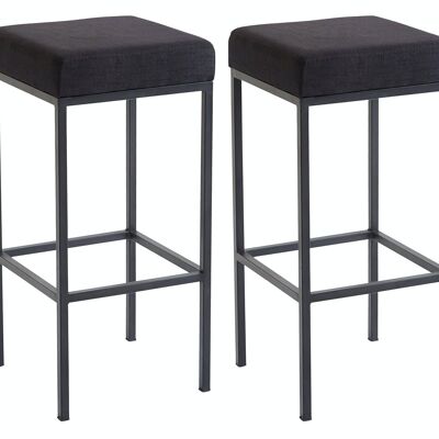 Set of 2 bar stools Newark 80 fabric black black 37x37x80 black Material metal