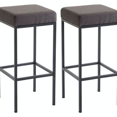 Lot de 2 tabourets de bar Newark 80 tissu noir gris foncé 37x37x80 gris foncé Matière métal