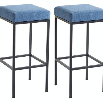 Lot de 2 tabourets de bar Newark 80 tissu bleu noir 37x37x80 bleu Matière métal