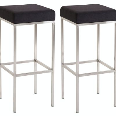 Set of 2 bar stools Newark 80 fabric stainless steel black 37x37x80 black Material metal