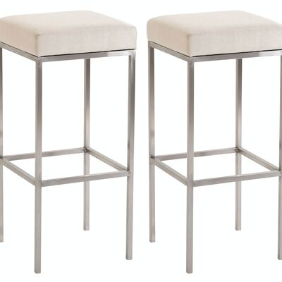 Lot de 2 tabourets de bar Newark 80 tissu inox crème 37x37x80 crème Matière métal