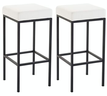 Lot de 2 tabourets de bar Newark 80 simili cuir blanc noir 37x37x80 métal simili cuir blanc 1