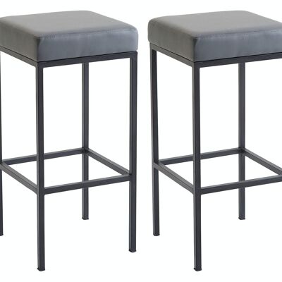 Lot de 2 tabourets de bar Newark 80 simili cuir noir Gris 37x37x80 Métal simili cuir gris