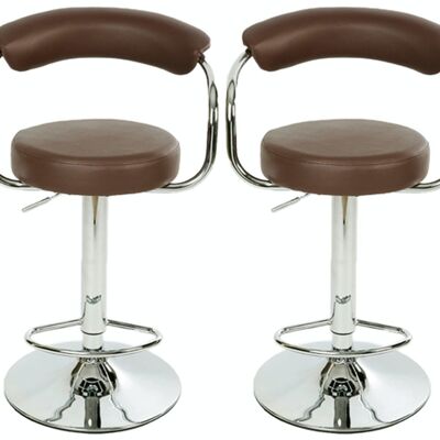 Lot de 2 tabourets de bar Italia marron 49x52x109 simili cuir marron Métal chromé