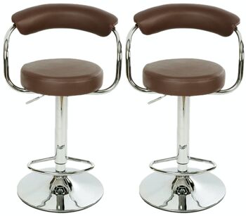 Lot de 2 tabourets de bar Italia marron 49x52x109 simili cuir marron Métal chromé