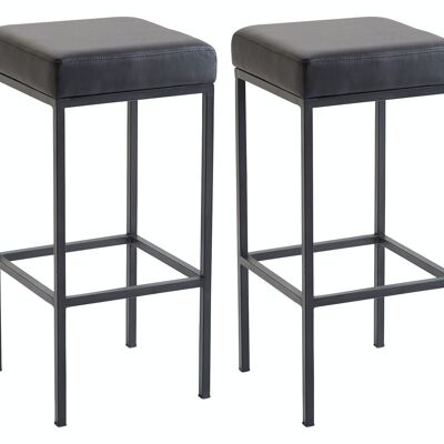 Set of 2 bar stools Newark 85 imitation leather black black 37x37x85 black imitation leather metal