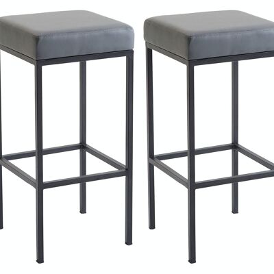 Set of 2 bar stools Newark 85 imitation leather black Gray 37x37x85 Gray imitation leather metal