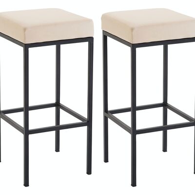 Lot de 2 tabourets de bar Newark 85 simili cuir noir crème 37x37x85 métal simili cuir crème