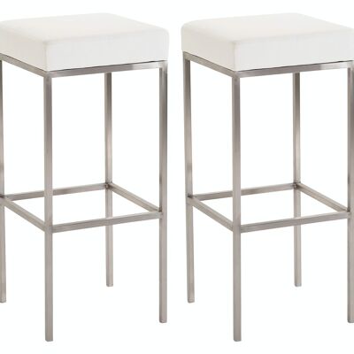 Lot de 2 tabourets de bar Newark 85 simili cuir inox blanc 37x37x85 simili cuir blanc métal