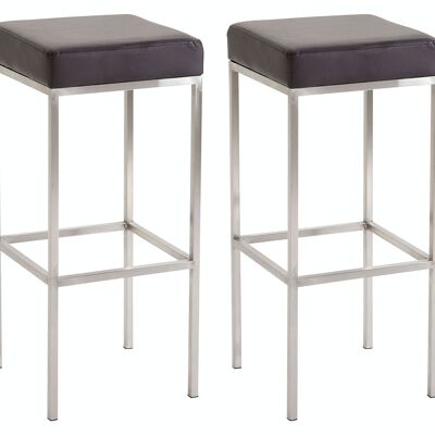 Set of 2 bar stools Newark 85 imitation leather stainless steel brown 37x37x85 brown leatherette metal
