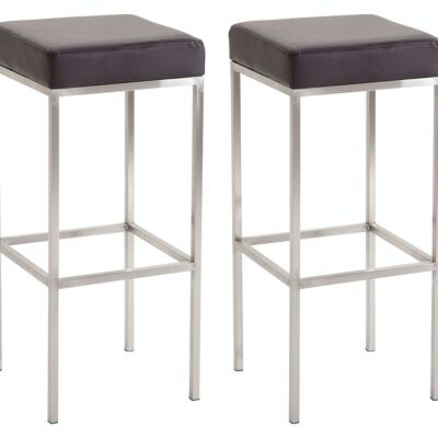 Lot de 2 tabourets de bar Newark 85 simili cuir inox marron 37x37x85 simili cuir marron métal