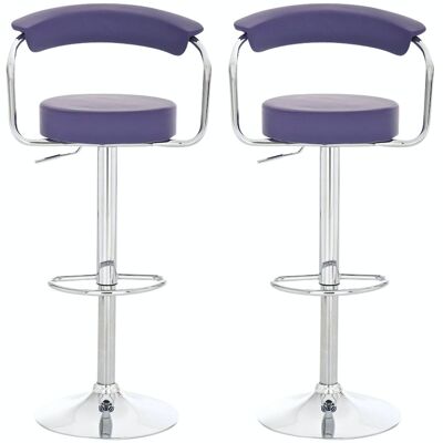 Lot de 2 tabourets de bar Italia violet 49x52x109 simili cuir violet Métal chromé