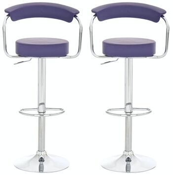 Lot de 2 tabourets de bar Italia violet 49x52x109 simili cuir violet Métal chromé