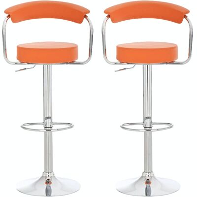 Set of 2 bar stools Italia orange 49x52x109 orange leatherette Chromed metal