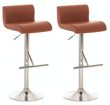 Lot de 2 tabourets de bar California cognac 44x38x80 simili cuir cognac Métal chromé