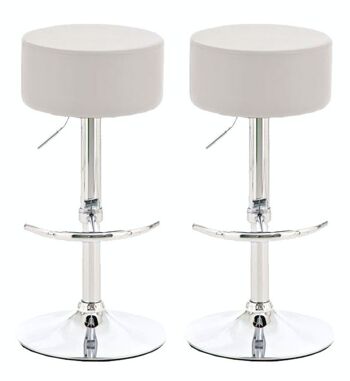 Lot de 2 tabourets de bar Vienna blanc 39x39x77 similicuir blanc Métal chromé