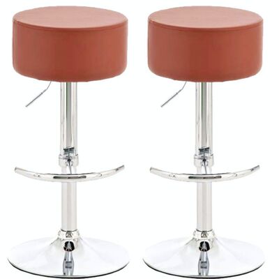 Lot de 2 tabourets de bar Vienna cognac 39x39x77 simili cuir cognac Métal chromé