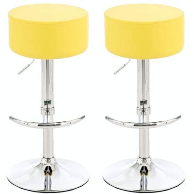 Set di 2 sgabelli da bar Vienna giallo 39x39x77 similpelle gialla Metallo cromato