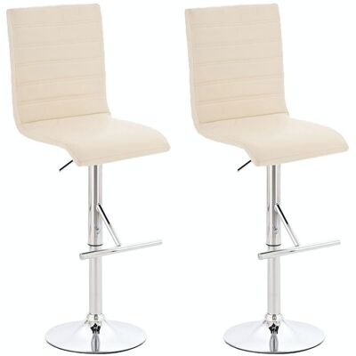 Lot de 2 tabourets de bar Potsdam crème 47x46x114 similicuir crème Métal chromé