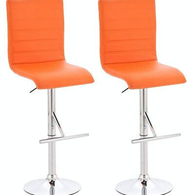 Lot de 2 tabourets de bar Potsdam orange 47x46x114 similicuir orange Métal chromé