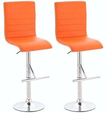 Lot de 2 tabourets de bar Potsdam orange 47x46x114 similicuir orange Métal chromé 1