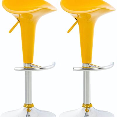Conjunto de 2 taburetes de bar Saddle amarillo 37x37x87 amarillo Madera Metal cromado