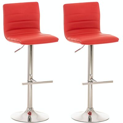 Lot de 2 tabourets de bar Valencia rouge 45x40x90 simili cuir rouge Métal chromé