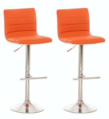 Lot de 2 tabourets de bar Valencia orange 45x40x90 simili cuir orange Métal chromé