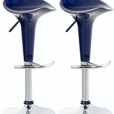 Conjunto de 2 taburetes de bar Saddle azul 37x37x87 azul Madera Metal cromado