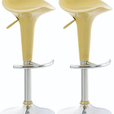 Set di 2 sgabelli bar Saddle crema 37x37x87 crema Legno Metallo cromato