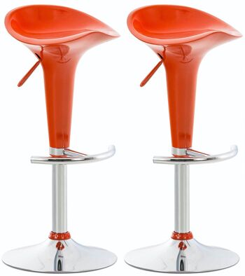 Lot de 2 Tabourets de bar Selle orange 37x37x87 Bois orange Métal chromé 1