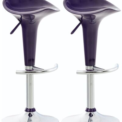 Conjunto de 2 taburetes de bar Saddle violeta 37x37x87 violeta Madera Metal cromado