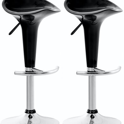 Set of 2 bar stools Saddle black 37x37x87 black Wood Chromed metal