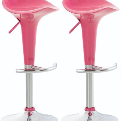 Set of 2 bar stools Saddle pink 37x37x87 pink Wood Chromed metal