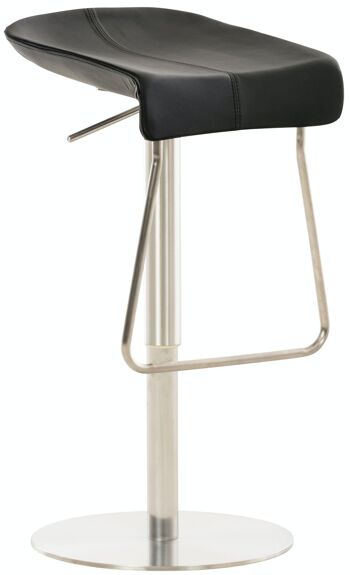 Tabouret de bar Rabat simili cuir inox noir 44x40x58 simili cuir noir 1