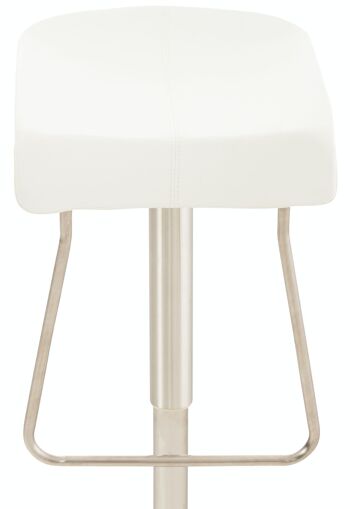 Tabouret de bar Rabat simili cuir inox blanc 44x40x58 cuir artificiel blanc 2