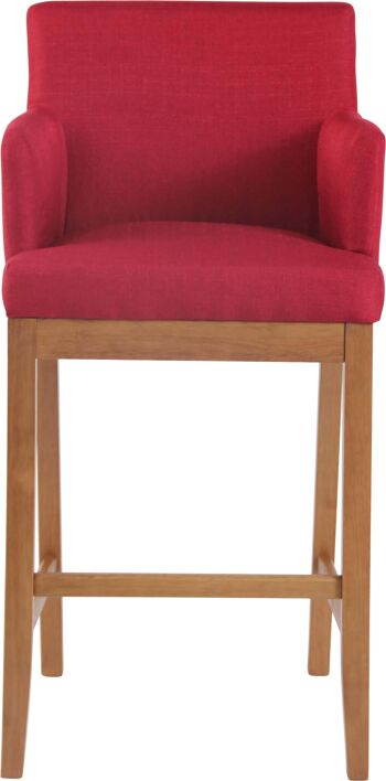 Tabouret de bar Laredo tissu antique rouge clair 57x56x110 rouge Matière Bois 2