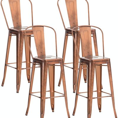 Set di 4 sgabelli da bar Aiden rame 52x44x115 metallo rame metallo