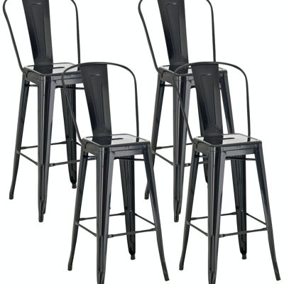 Set of 4 bar stools Aiden black 52x44x115 black metal metal