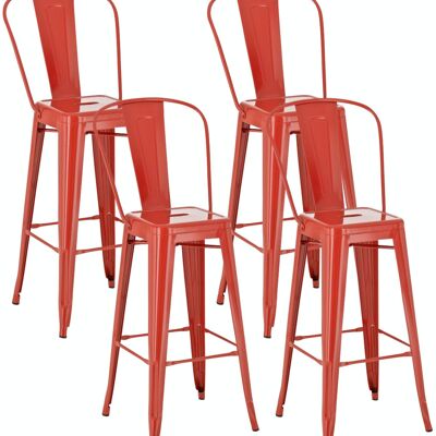 Set of 4 bar stools Aiden red 52x44x115 red metal metal
