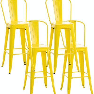 Set di 4 sgabelli da bar Aiden giallo 52x44x115 metallo giallo metallo