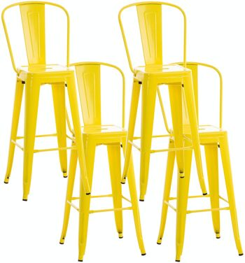 Lot de 4 tabourets de bar Aiden jaune 52x44x115 métal jaune métal