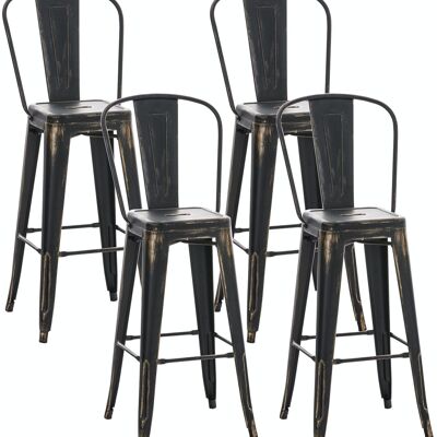 Set of 4 bar stools Aiden antique black gold 52x44x115 black gold metal metal
